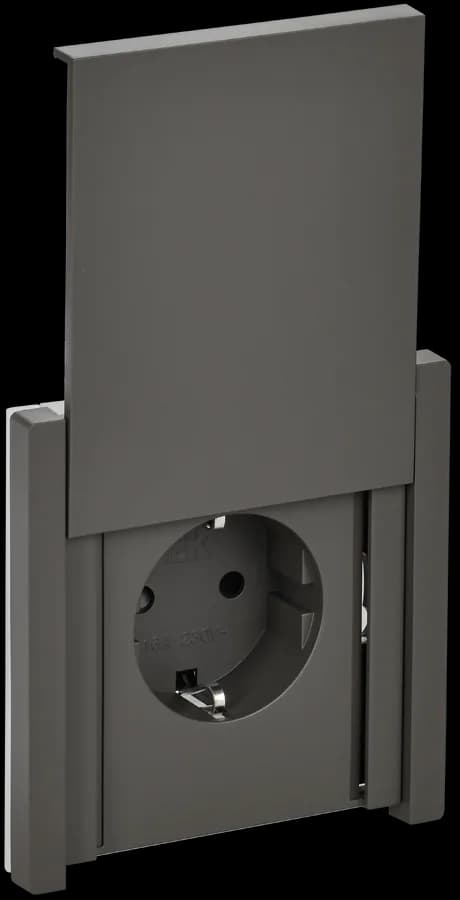 Розетка с заземлением, защитными шторками и крышкой IEK FORTE&PIANO FP-R16-16-44-K03 (серый)