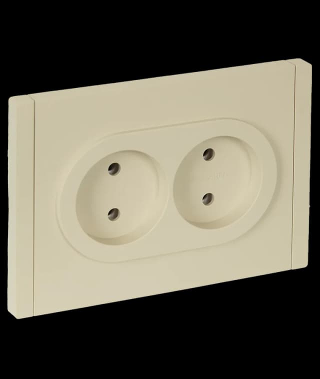 Розетка двойная без заземления с рамкой IEK FORTE&PIANO FP-R20-10-1-K10 (ваниль)