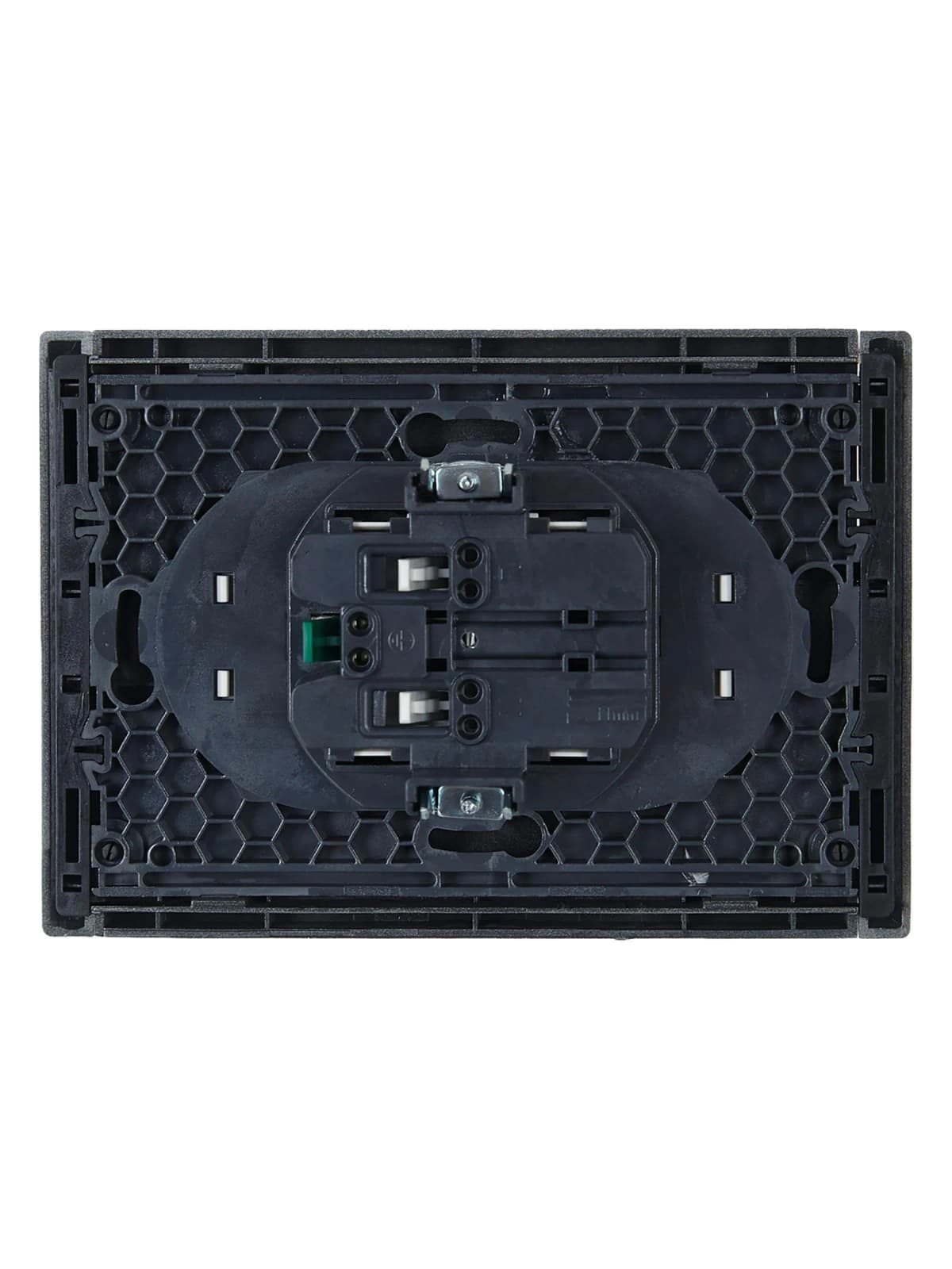 Розетка двойная с заземлением и рамкой IEK FORTE&PIANO FP-R21-16-1-K46 (сталь), фото 3