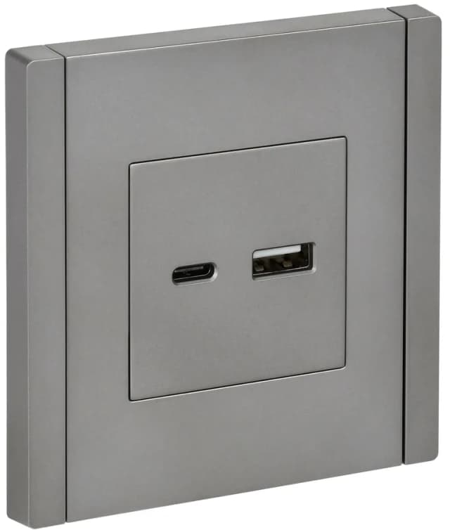 Розетка USB IEK FORTE&PIANO FP-U22-018-K46 (сталь)