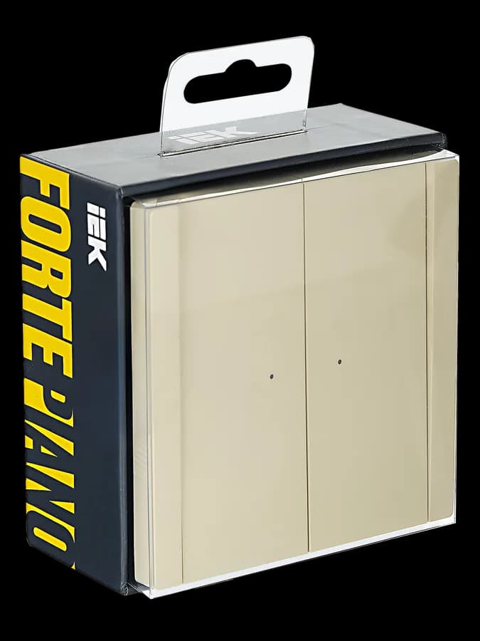 Выключатель 2-клавишный проходной с подсветкой IEK FORTE&PIANO FP-V22-1-10-1-K10 (ваниль), фото 2