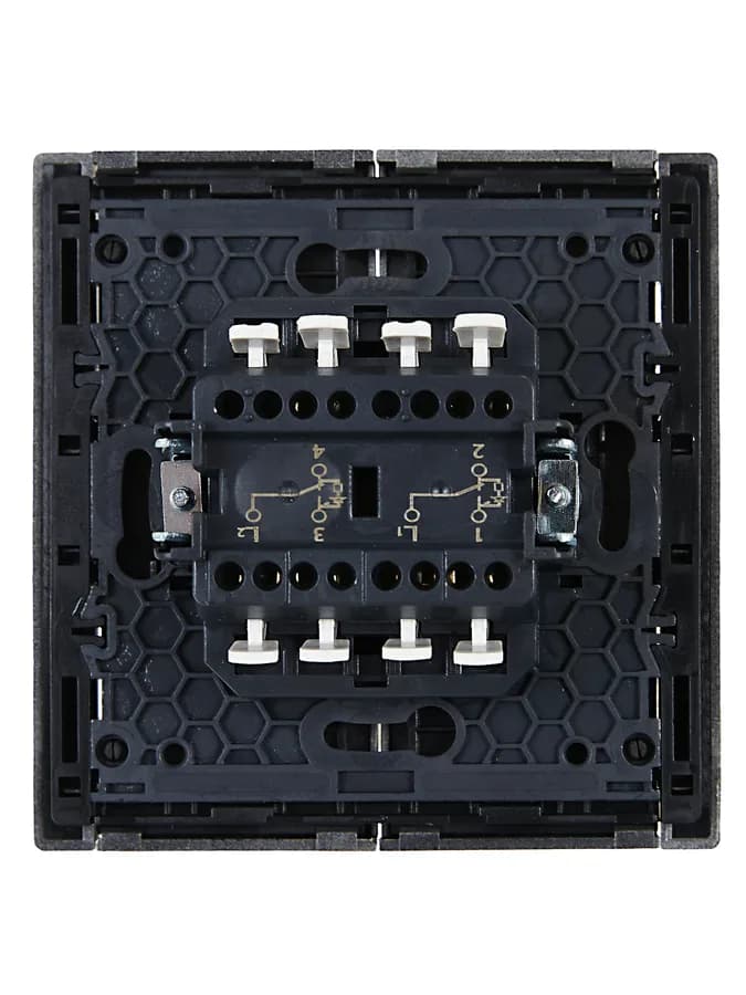 Выключатель 2-клавишный проходной с подсветкой IEK FORTE&PIANO FP-V22-1-10-1-K46 (сталь), фото 4