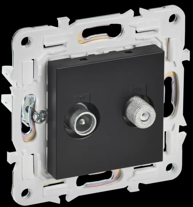Розетка двойная TV IEK SKANDY SK-AF20-O-K02 (черный)