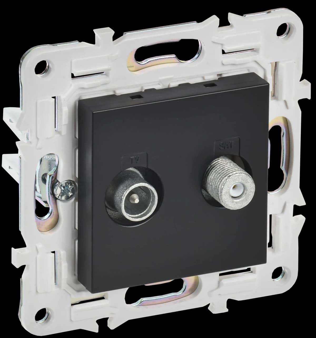 Розетка двойная TV IEK SKANDY SK-AF20-O-K02 (черный)