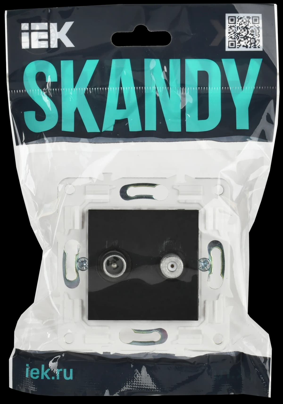 Розетка двойная TV IEK SKANDY SK-AF20-O-K02 (черный), фото 2
