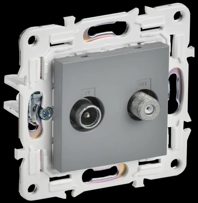 Розетка двойная TV IEK SKANDY SK-AF20-O-K03 (серый)