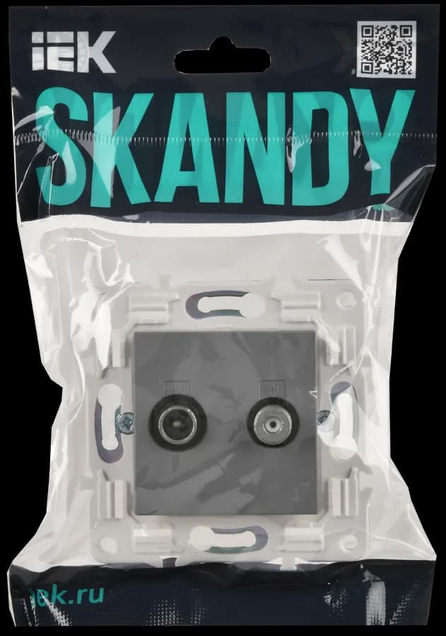 Розетка двойная TV IEK SKANDY SK-AF20-O-K03 (серый), фото 2