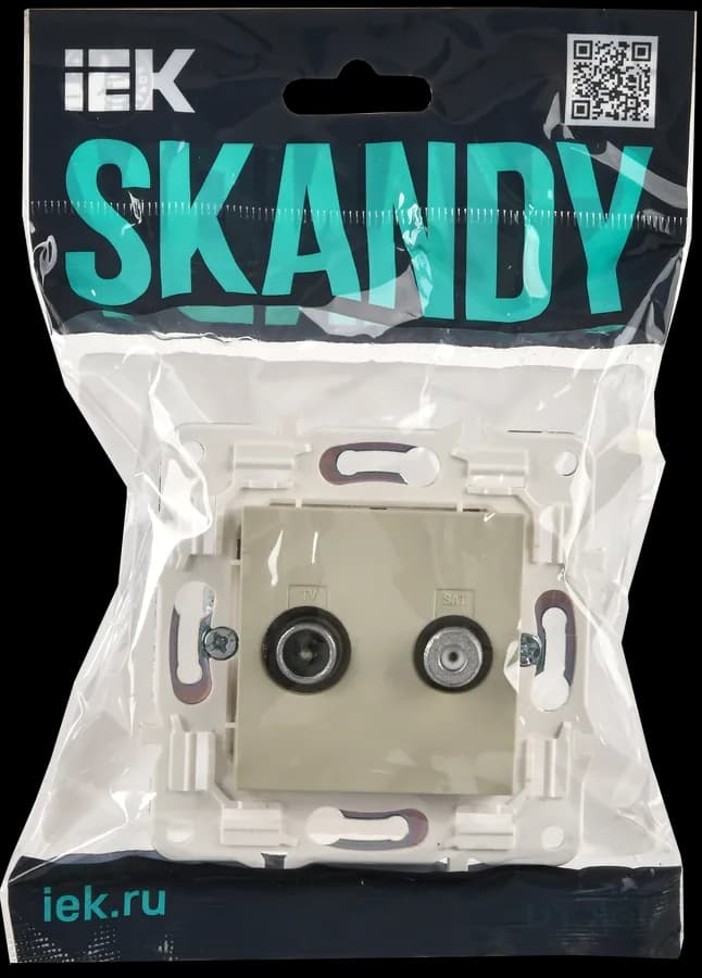 Розетка двойная TV IEK SKANDY SK-AF20-O-K10 (бежевый), фото 2