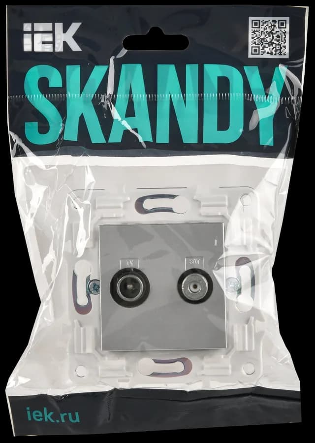 Розетка двойная TV IEK SKANDY SK-AF20-O-K23 (серебряный), фото 2