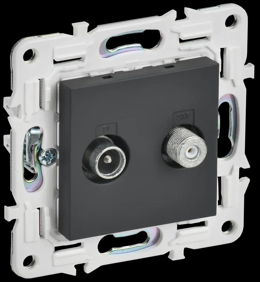 Розетка двойная TV IEK SKANDY SK-AF20-O-K53 (графит)