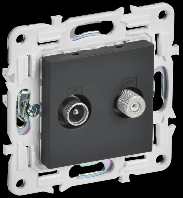 Розетка двойная TV IEK SKANDY SK-AF20-O-K53 (графит)