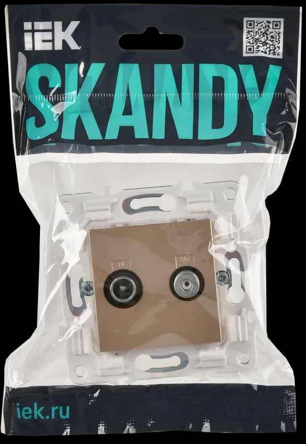 Розетка двойная TV IEK SKANDY SK-AF20-O-K98 (песочный), фото 2