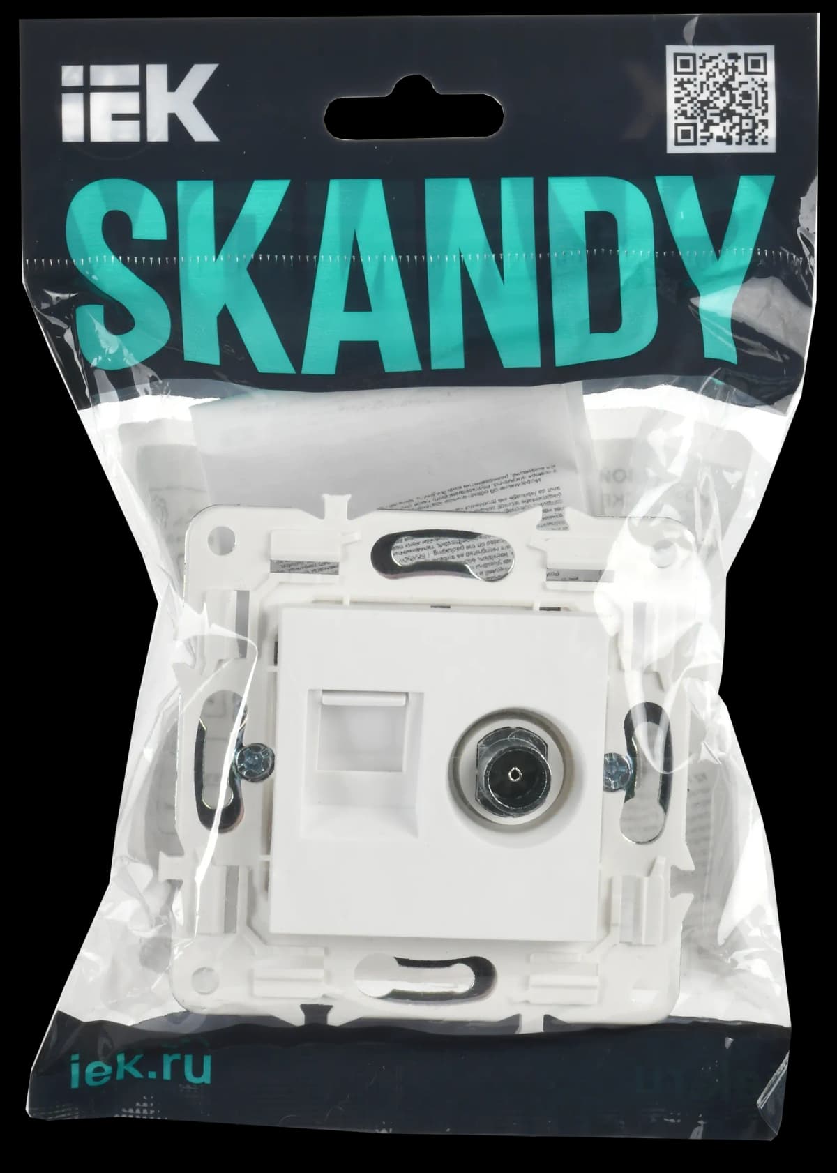 Розетка двойная TV + компьютерная IEK SKANDY SK-AK20-1-K01 (белый арктический), фото 2