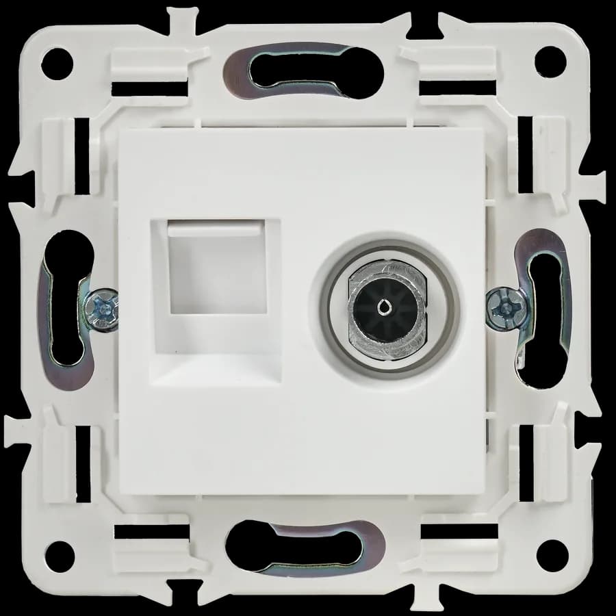 Розетка двойная TV + компьютерная IEK SKANDY SK-AK20-1-K01 (белый арктический), фото 3