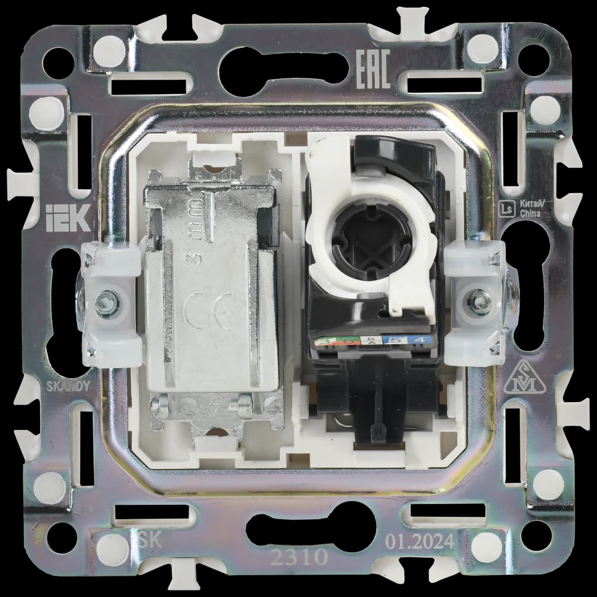 Розетка двойная TV + компьютерная IEK SKANDY SK-AK20-1-K02 (черный), фото 4
