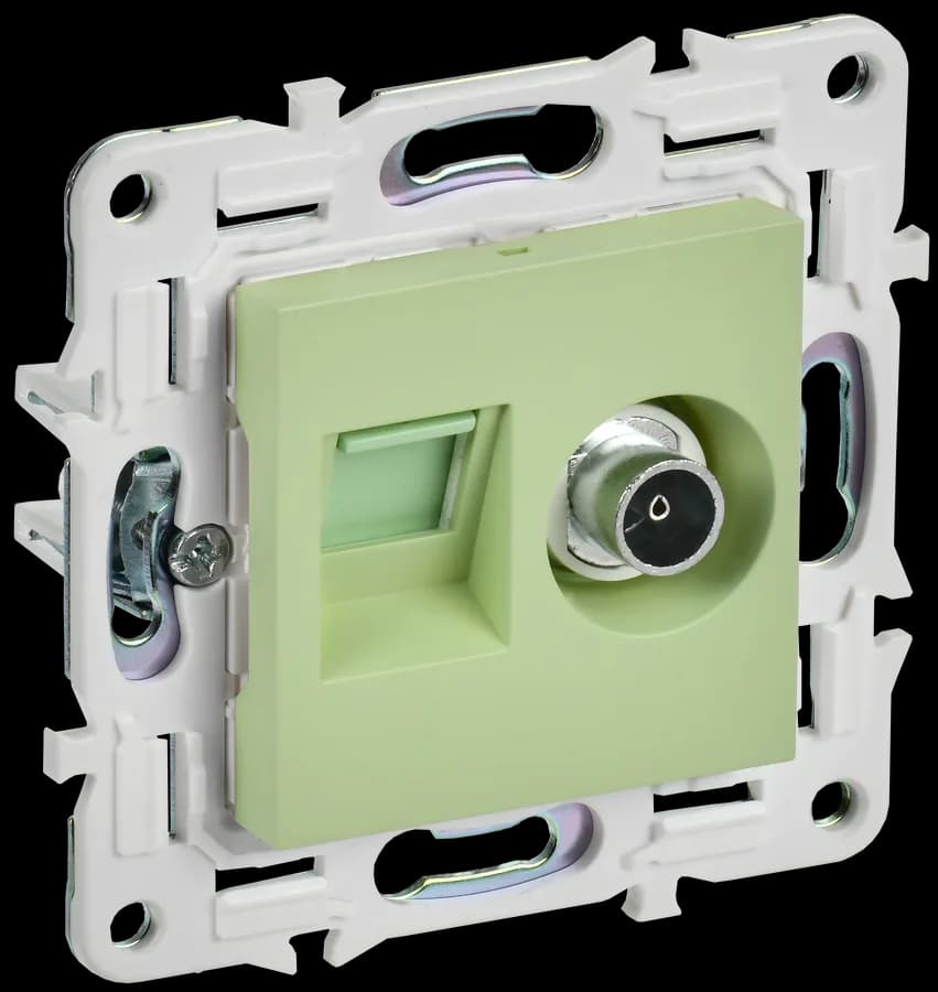 Розетка двойная TV + компьютерная IEK SKANDY SK-AK20-1-K06 (мятный)
