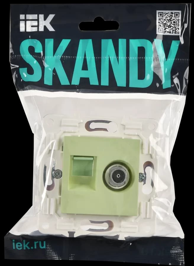 Розетка двойная TV + компьютерная IEK SKANDY SK-AK20-1-K06 (мятный), фото 2