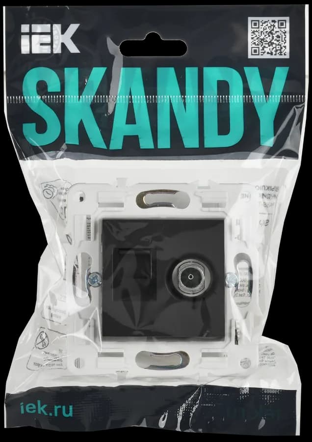 Розетка двойная TV + компьютерная IEK SKANDY SK-AK20-1-K48 (титан), фото 2