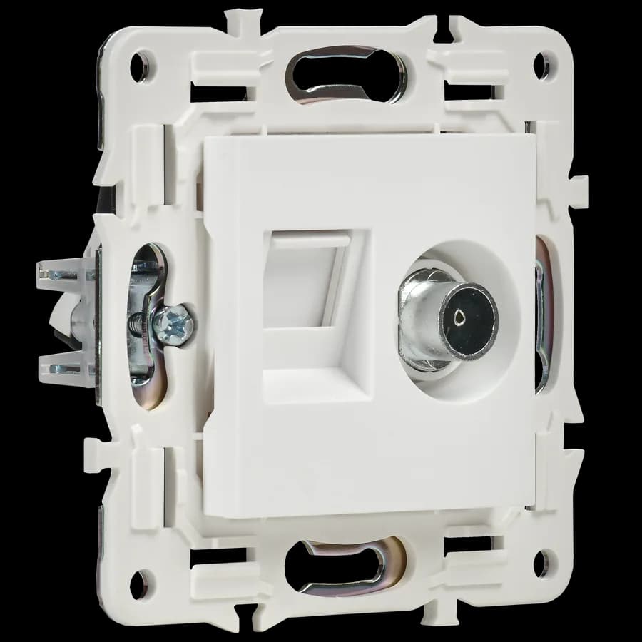 Розетка двойная TV + компьютерная IEK SKANDY SK-AK20-2-K01 (белый арктический), фото 4