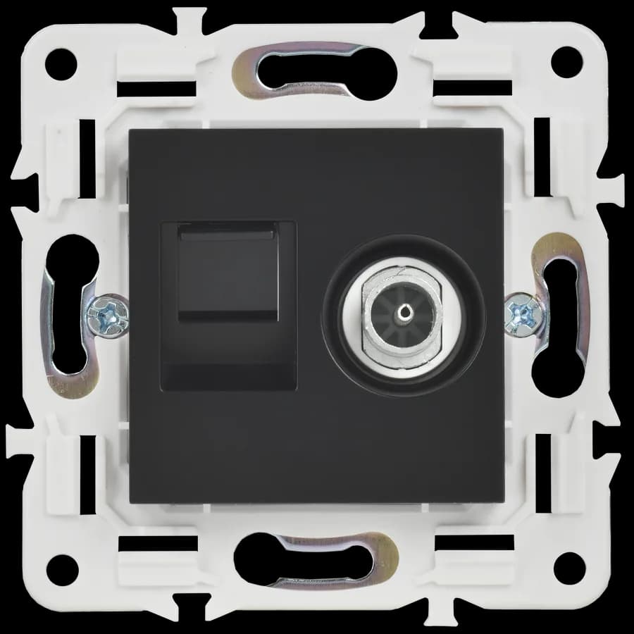 Розетка двойная TV + компьютерная IEK SKANDY SK-AK20-2-K02 (черный), фото 3