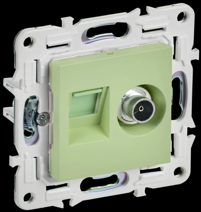 Розетка двойная TV + компьютерная IEK SKANDY SK-AK20-2-K06 (мятный)