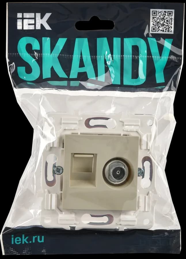Розетка двойная TV + компьютерная IEK SKANDY SK-AK20-2-K10 (бежевый), фото 2