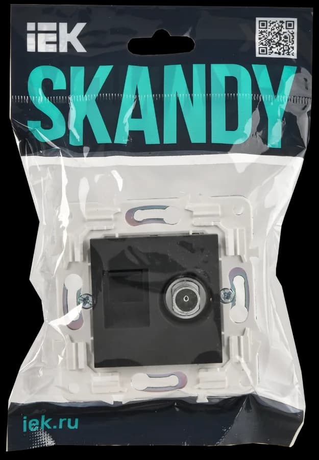Розетка двойная TV + компьютерная IEK SKANDY SK-AK20-2-K53 (графит), фото 2