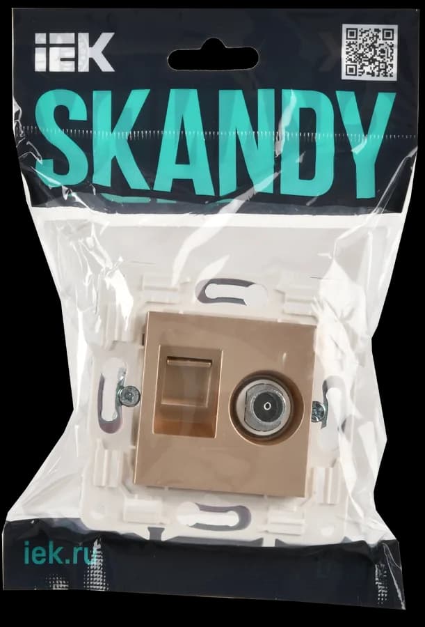 Розетка двойная TV + компьютерная IEK SKANDY SK-AK20-2-K98 (песочный), фото 2