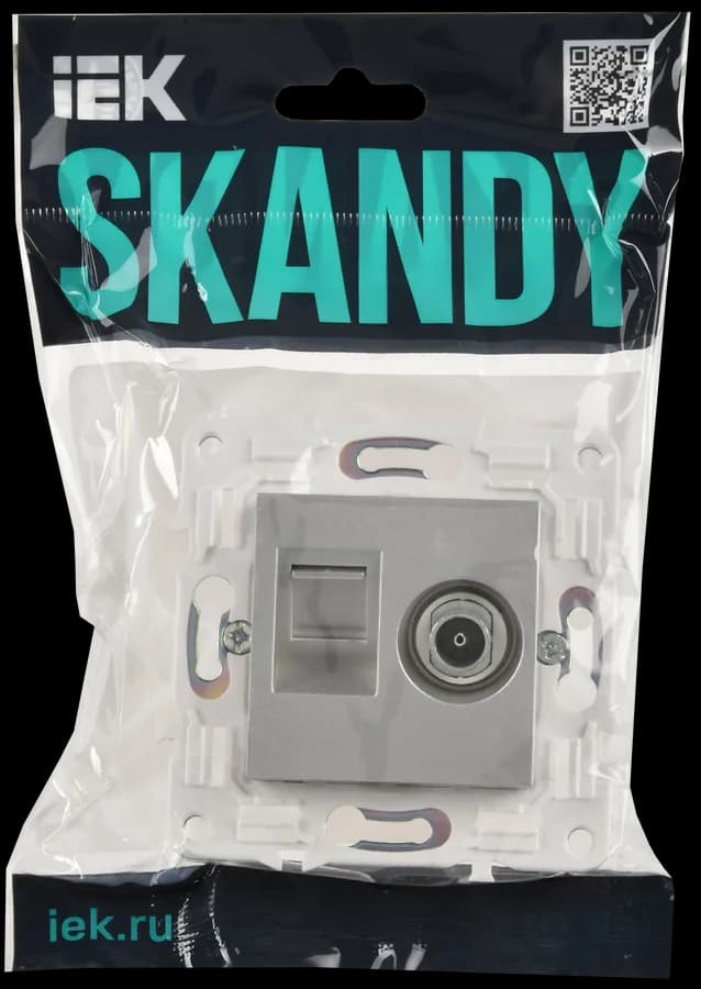 Розетка двойная компьютерная IEK SKANDY SK-K20-2-K23 (серебряный), фото 2