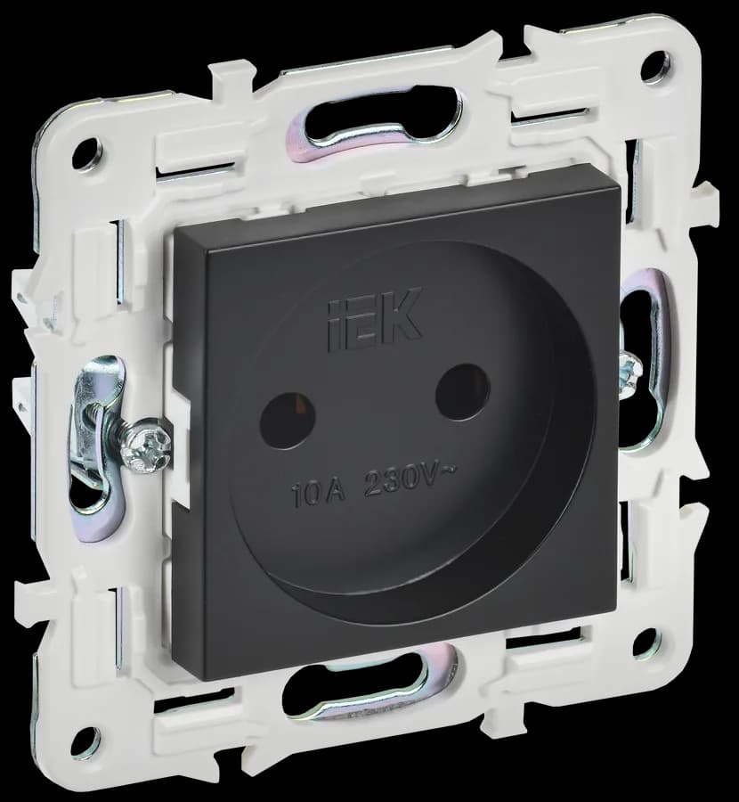 Розетка без заземления IEK SKANDY SK-R10-10-K02 (черный)