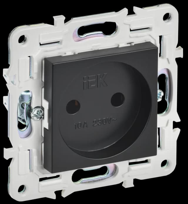 Розетка без заземления IEK SKANDY SK-R10-10-K02 (черный)