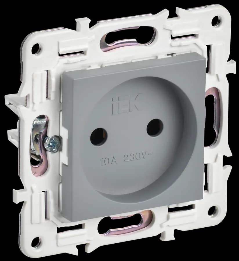 Розетка без заземления IEK SKANDY SK-R10-10-K03 (серый)