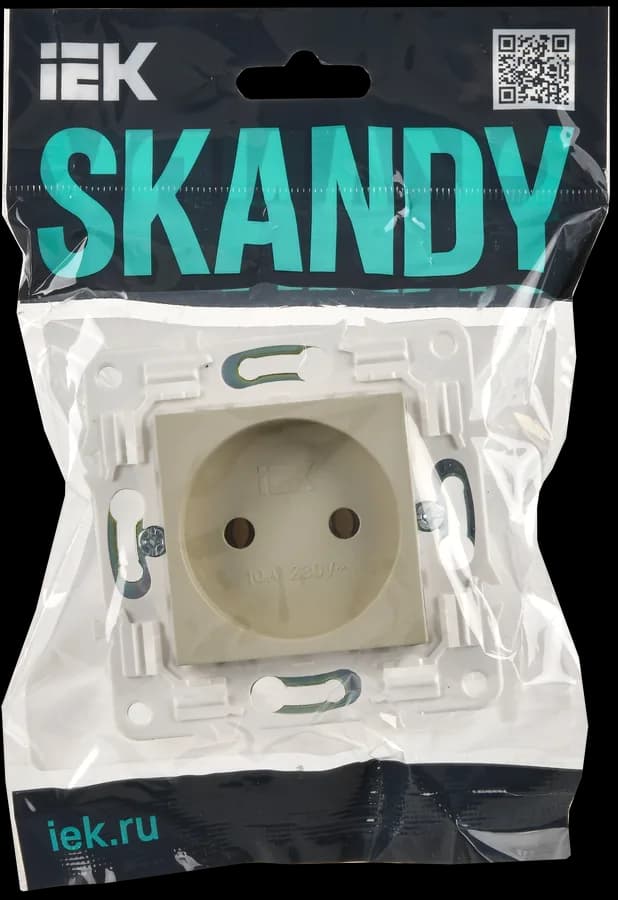 Розетка без заземления IEK SKANDY SK-R10-10-K10 (бежевый), фото 2