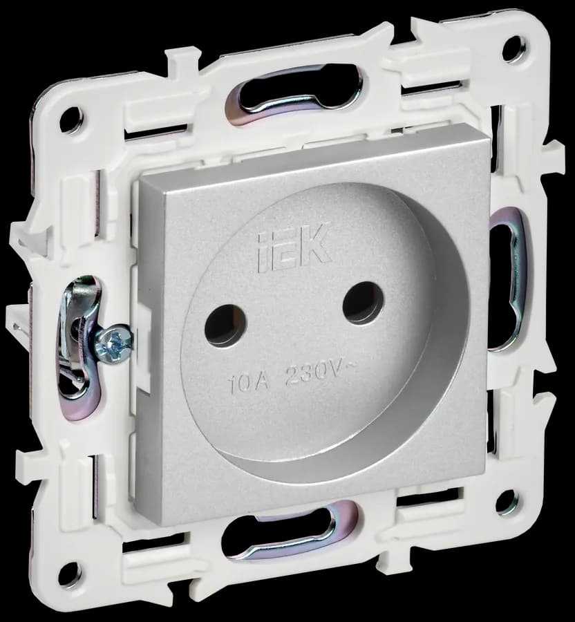 Розетка без заземления IEK SKANDY SK-R10-10-K23 (серебряный)