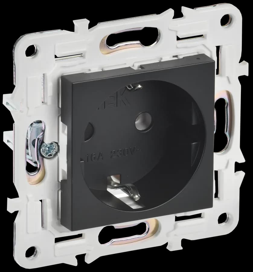 Розетка с заземлением IEK SKANDY SK-R11-16-K02 (черный)