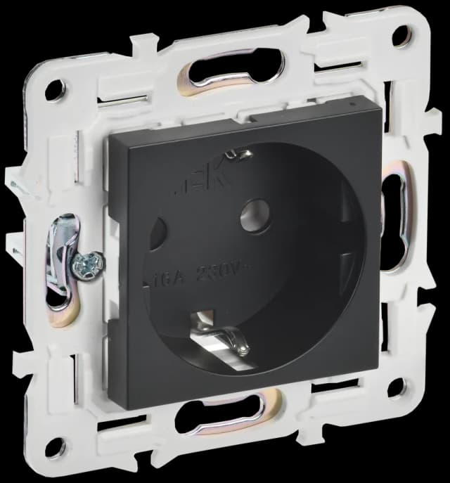 Розетка с заземлением IEK SKANDY SK-R11-16-K02 (черный)