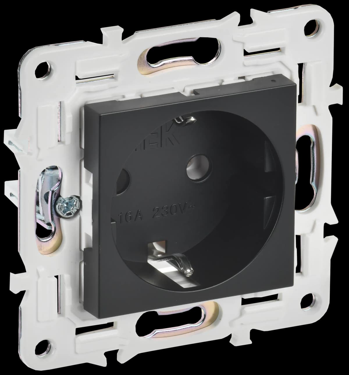 Розетка с заземлением IEK SKANDY SK-R11-16-K02 (черный)
