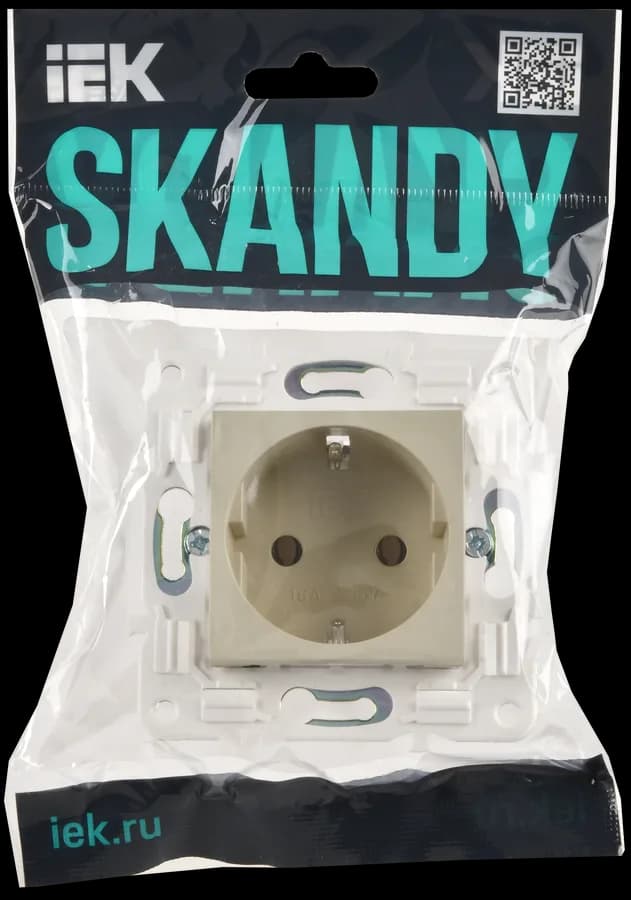 Розетка с заземлением IEK SKANDY SK-R11-16-K10 (бежевый), фото 2