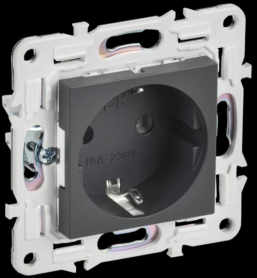 Розетка с заземлением IEK SKANDY SK-R11-16-K48 (титан)