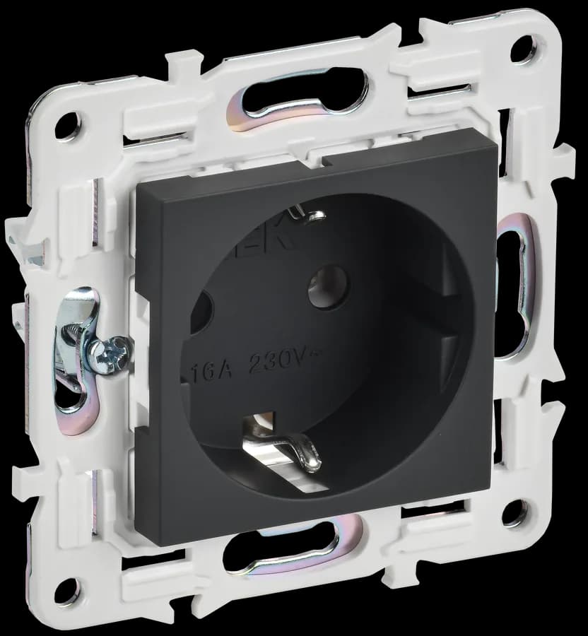 Розетка с заземлением IEK SKANDY SK-R11-16-K53 (графит)