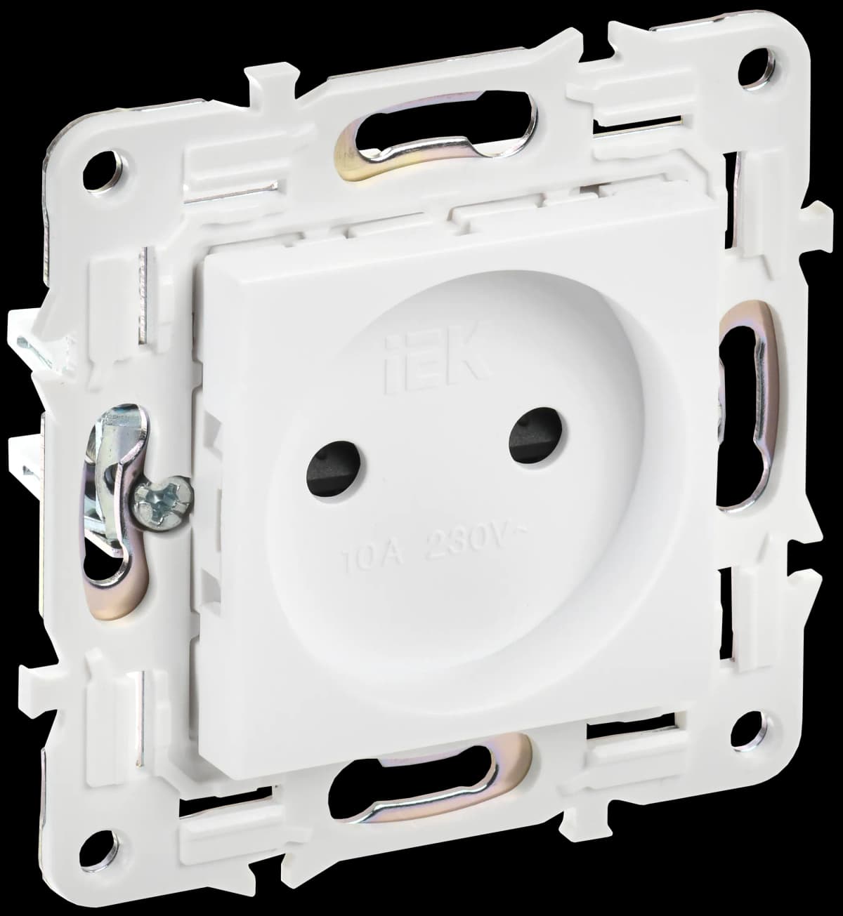 Розетка без заземления с защитными шторками IEK SKANDY SK-R13-10-K01 (белый арктический)