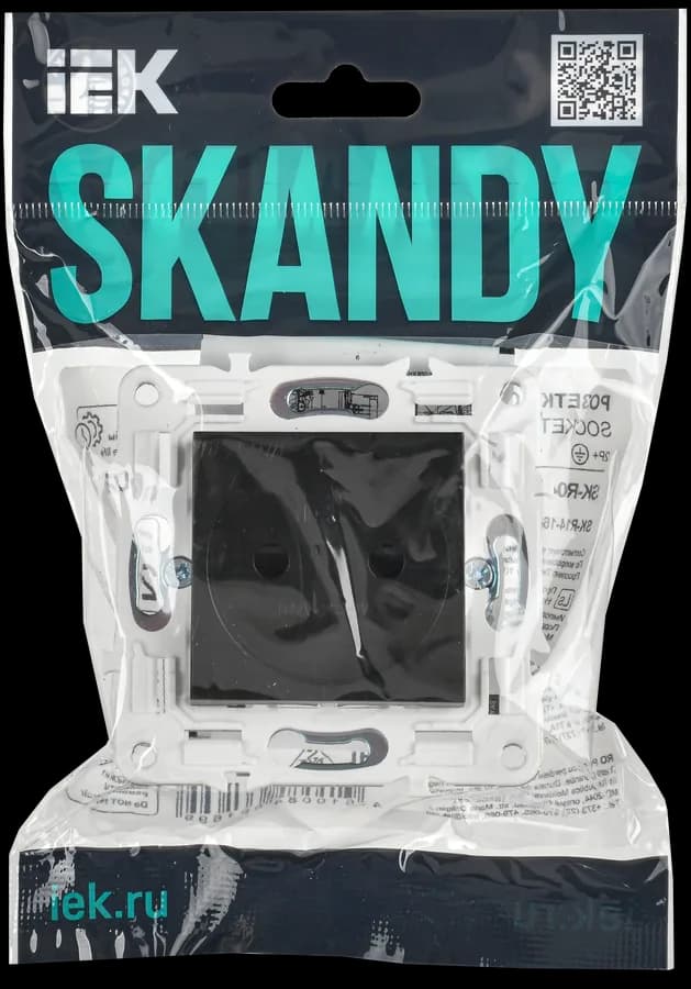 Розетка без заземления с защитными шторками IEK SKANDY SK-R13-10-K02 (черный), фото 2