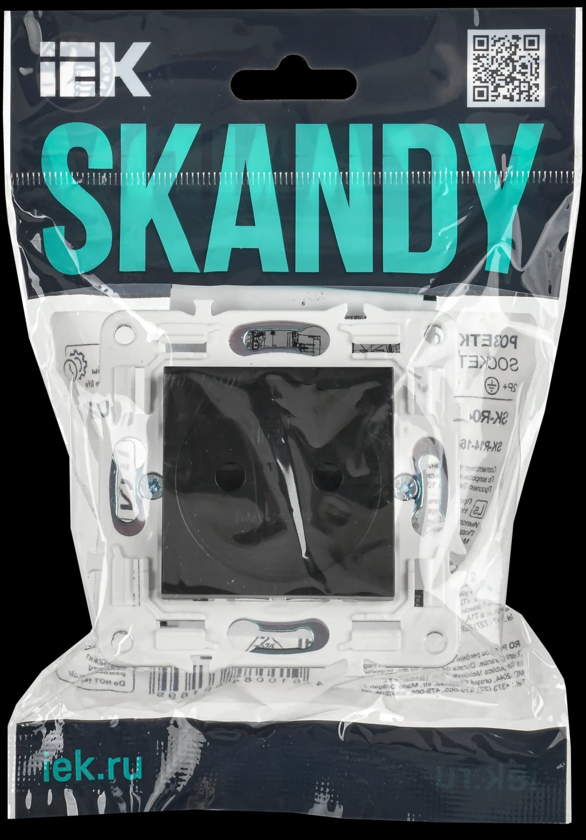 Розетка без заземления с защитными шторками IEK SKANDY SK-R13-10-K02 (черный), фото 2