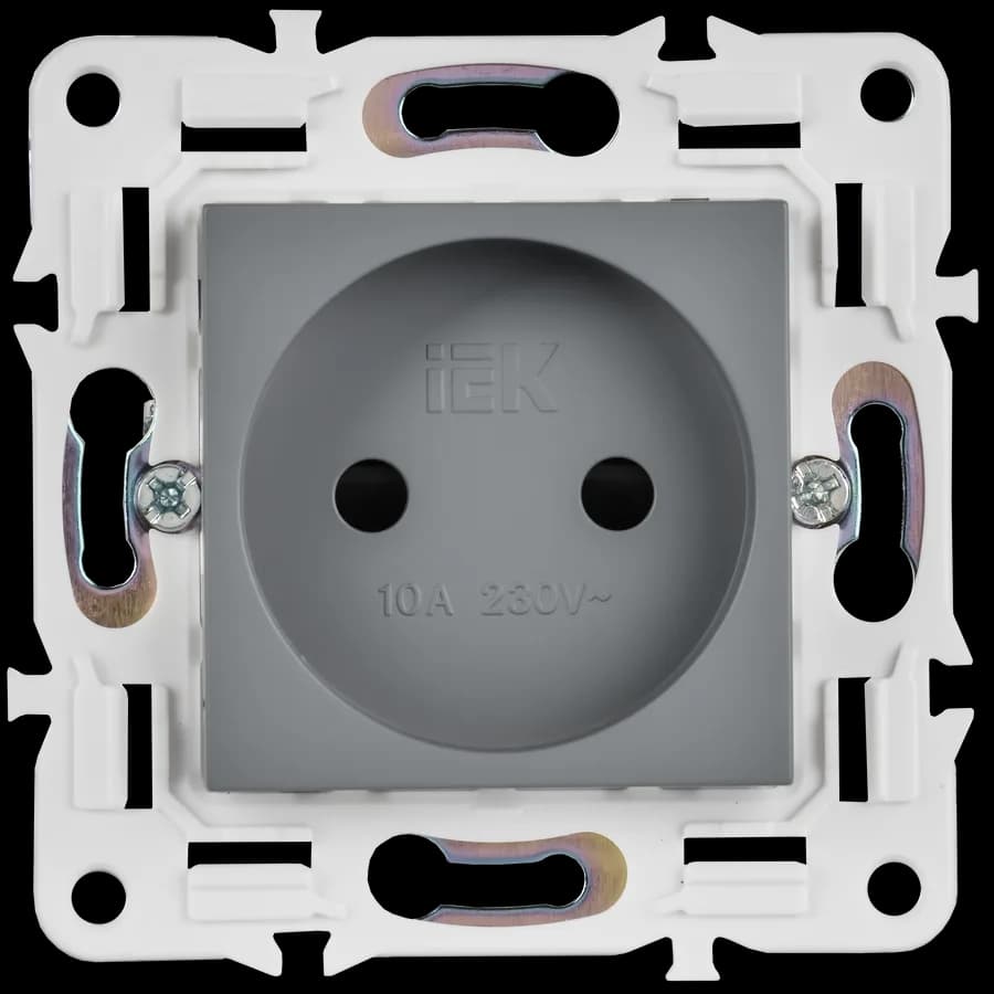 Розетка без заземления с защитными шторками IEK SKANDY SK-R13-10-K03 (серый), фото 3