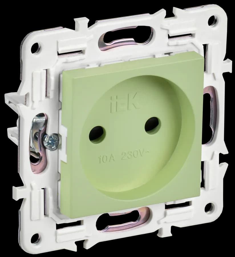 Розетка без заземления с защитными шторками IEK SKANDY SK-R13-10-K06 (мятный)