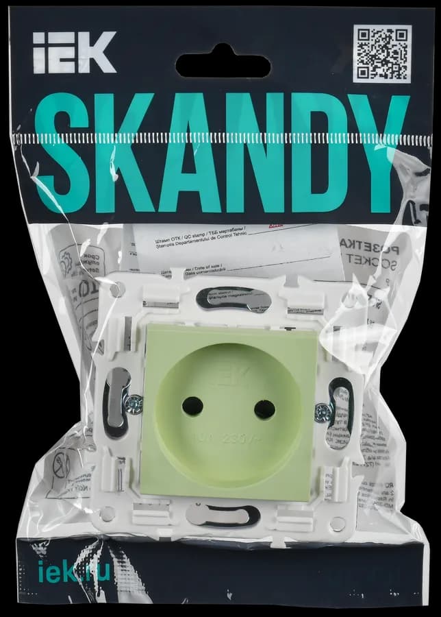 Розетка без заземления с защитными шторками IEK SKANDY SK-R13-10-K06 (мятный), фото 2