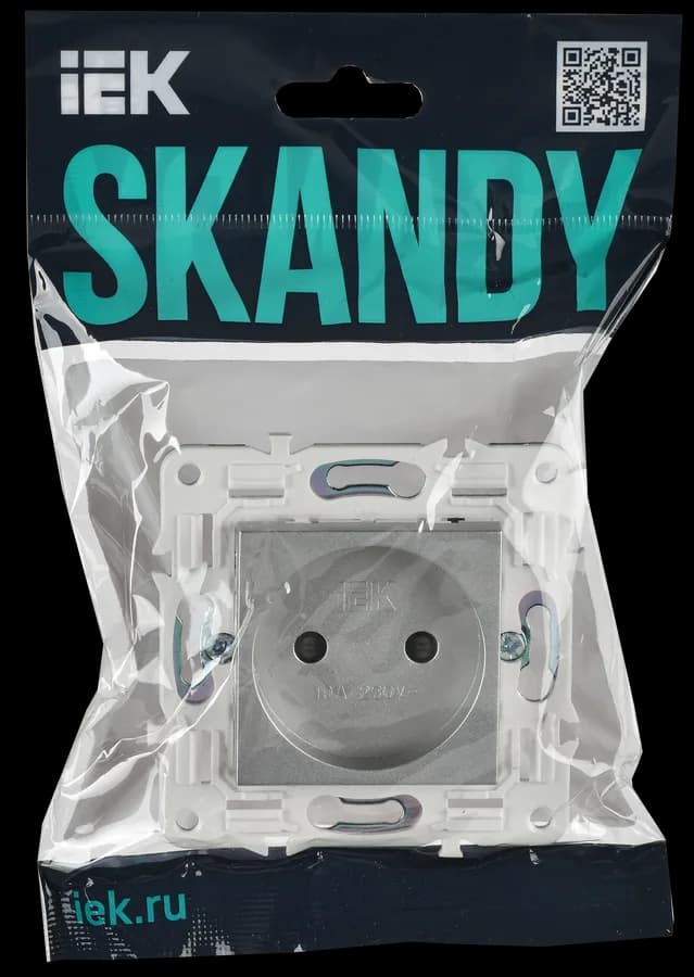 Розетка без заземления с защитными шторками IEK SKANDY SK-R13-10-K23 (серебряный), фото 2