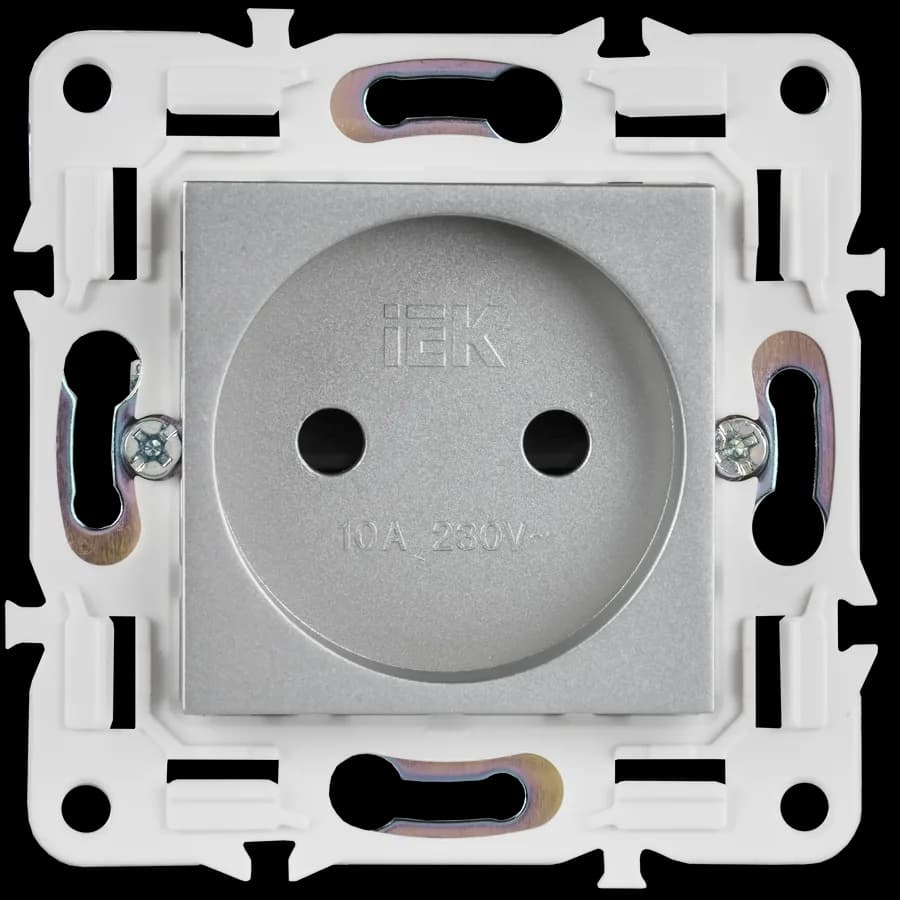Розетка без заземления с защитными шторками IEK SKANDY SK-R13-10-K23 (серебряный), фото 3