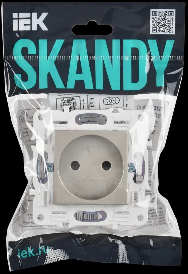 Розетка без заземления с защитными шторками IEK SKANDY SK-R13-10-K37 (шампань), фото 2