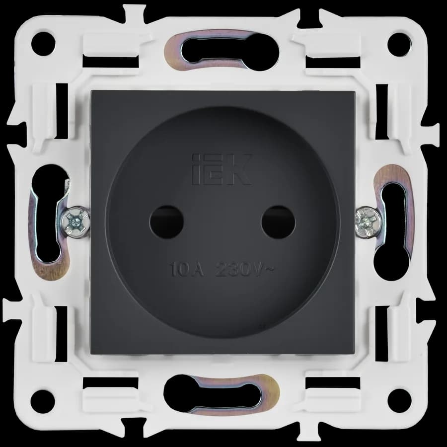 Розетка без заземления с защитными шторками IEK SKANDY SK-R13-10-K48 (титан), фото 3